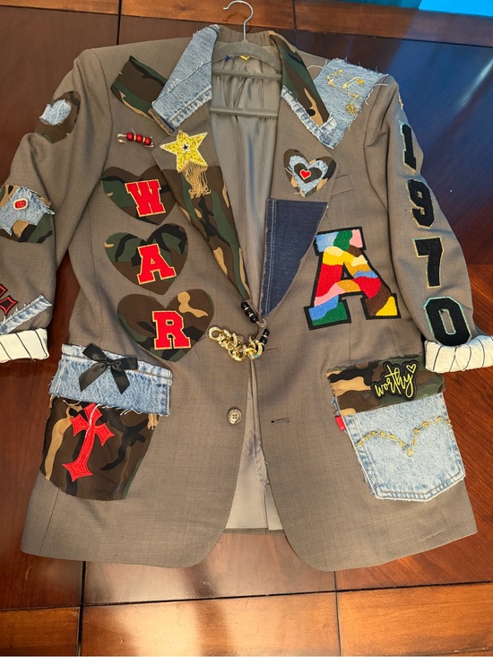 Dior Jackets & Blazers - Upcycled Dior Patchwork Brown Blazer with Camouflage & Denim Accents
